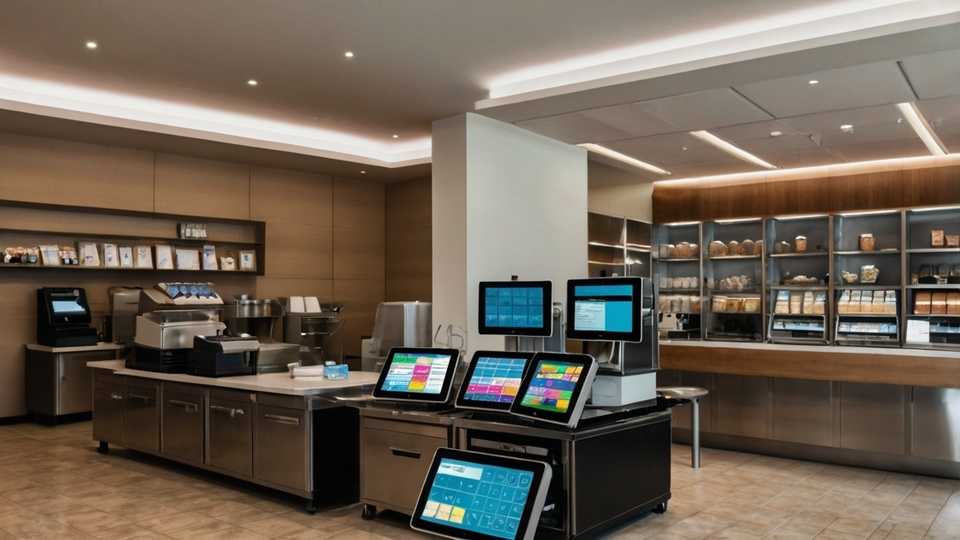Multiple EPOS machines processing orders simultaneously in a hospitality setting.